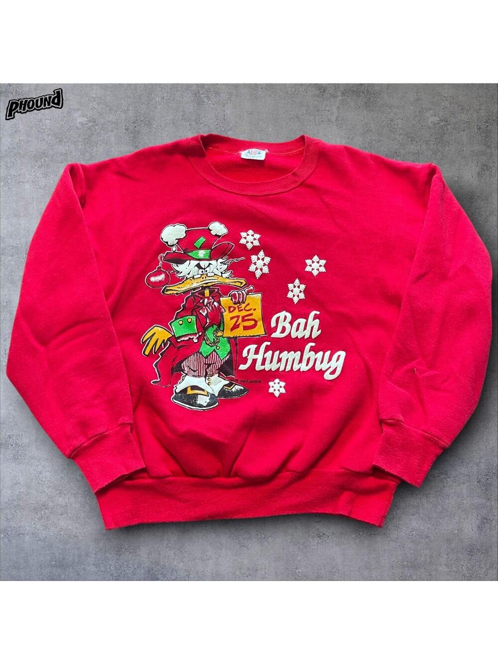 Vtg Bah Humbug Sweatshirt L Christmas Crewneck 90s Graphic